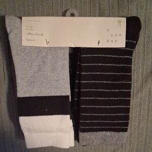A New Day Men's Casual Crew Socks - Gray, Black, and White
